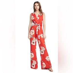 MISA Los Angeles Kimora Jumpsuit red with floral pattern